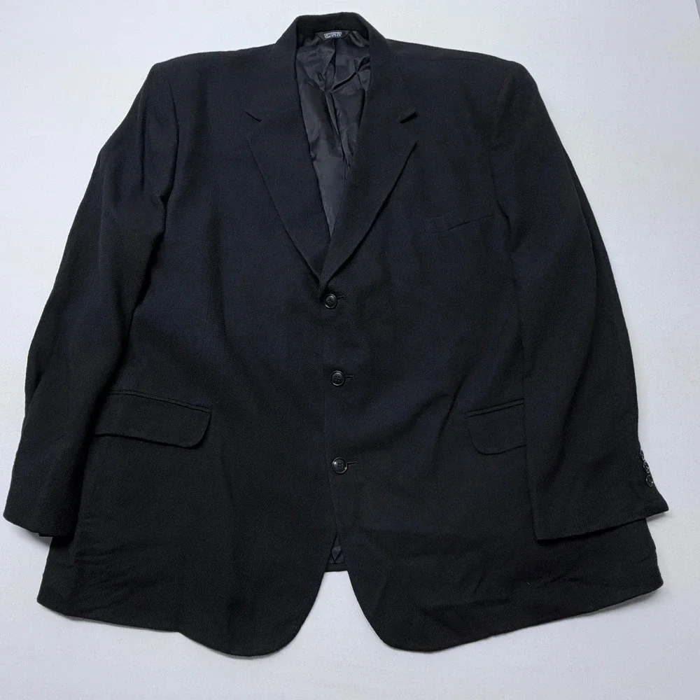 Alexander Lloyd Mens Black Wool Crepe Blazer Sport Coat 54L Made in USA